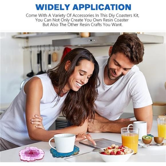 Resin Coaster Molds Silicone Kit Cutting Serving Board Mold with DIY Geode Tray - Picture 6 of 6